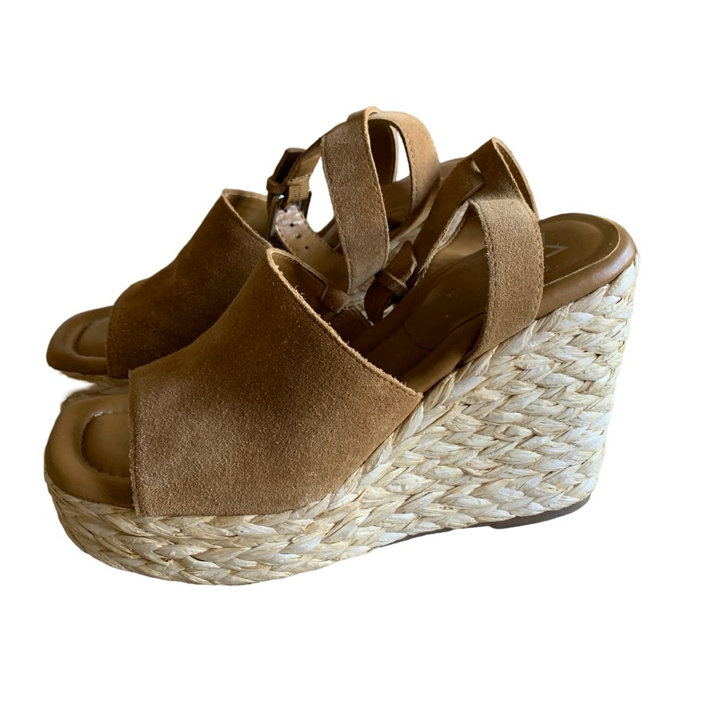 Mark Fisher Tan Suede Nelly Wedge Square Toe Ankle Buckle Platform Wedges Sz 8 - Picture 4 of 14